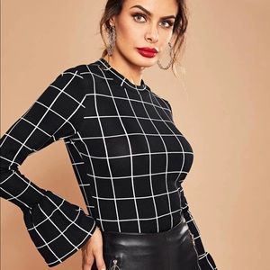 Bell Sleeve Grid Top - perfect for a night out!